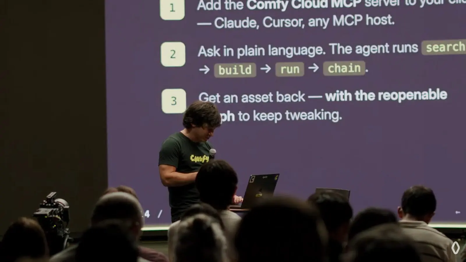 Comfy Cloud MCP: ask in plain language, the agent runs search, build, run, chain