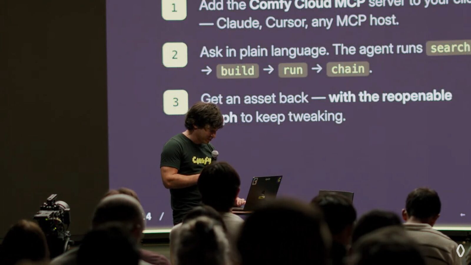 Comfy Cloud MCP: ask in plain language, the agent runs search, build, run, chain
