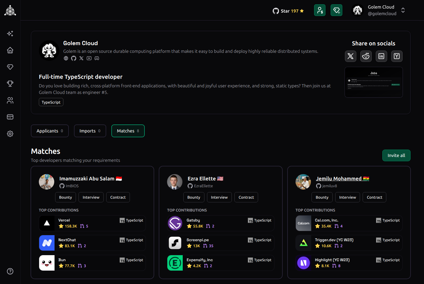 Algora dashboard