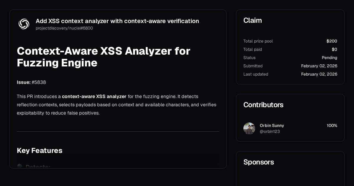Add XSS context analyzer with context-aware verification | Algora