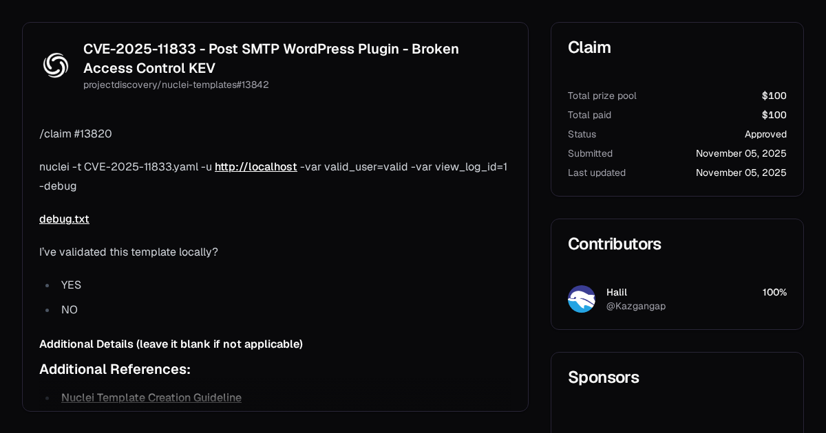 CVE-2025-11833 - Post SMTP WordPress Plugin - Broken Access Control KEV ...