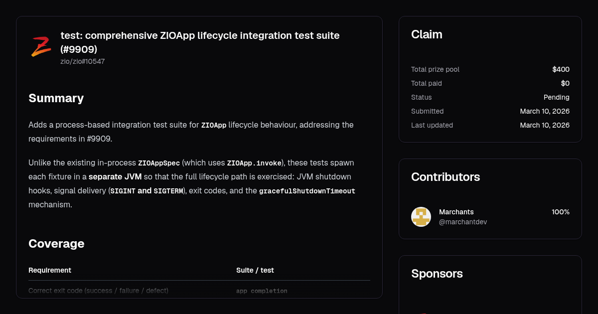 test: comprehensive ZIOApp lifecycle integration test suite (#9909 ...