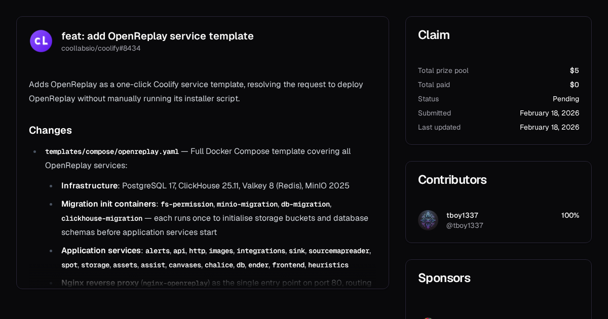 feat: add OpenReplay service template | Algora