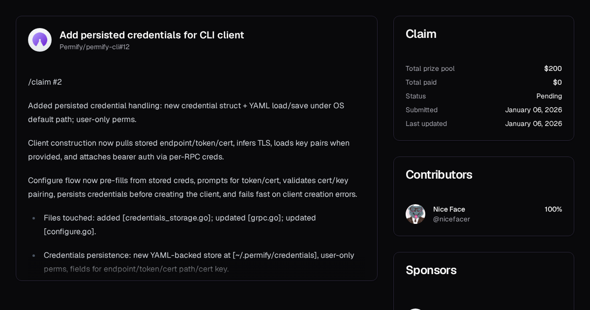 Add persisted credentials for CLI client | Algora