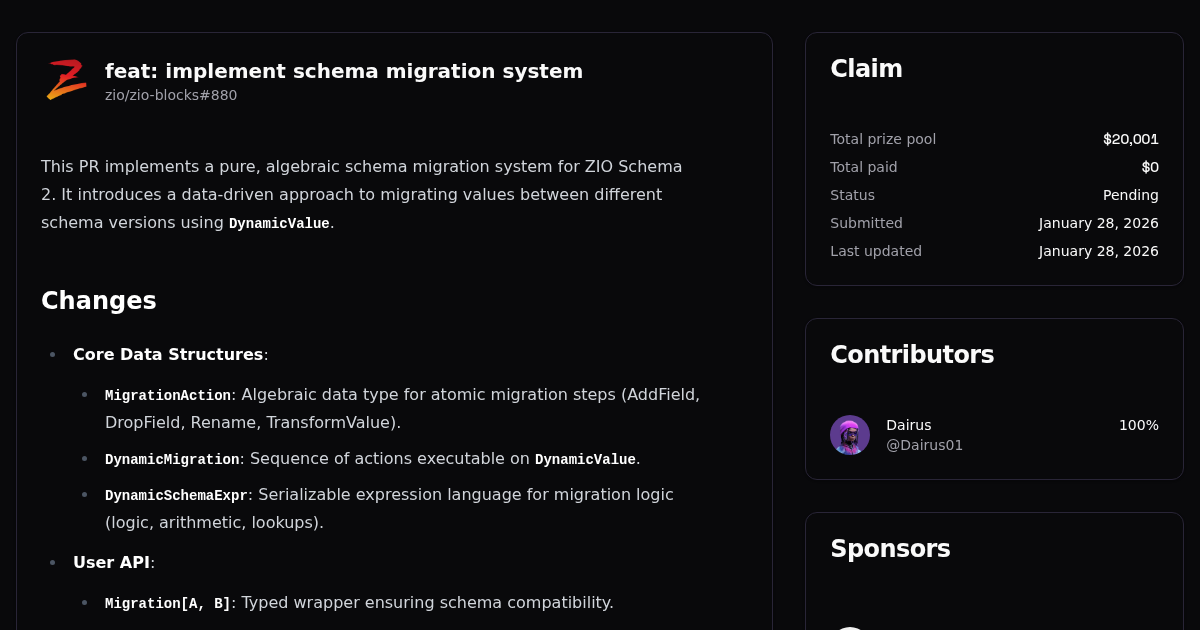 feat: implement schema migration system | Algora