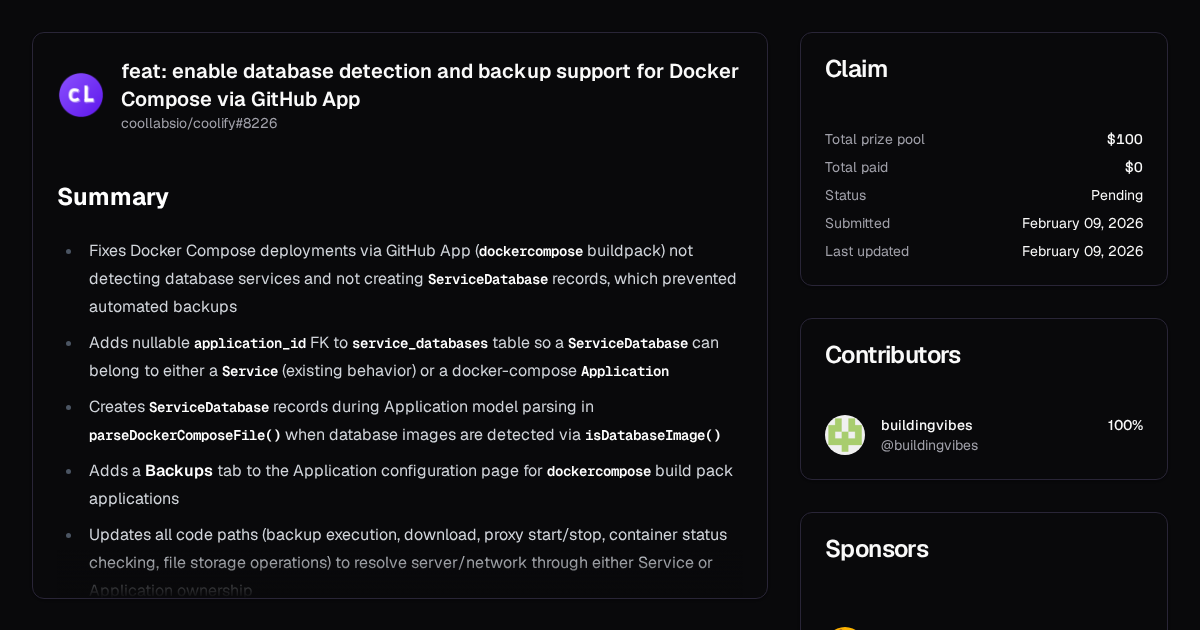 feat: enable database detection and backup support for Docker Compose ...
