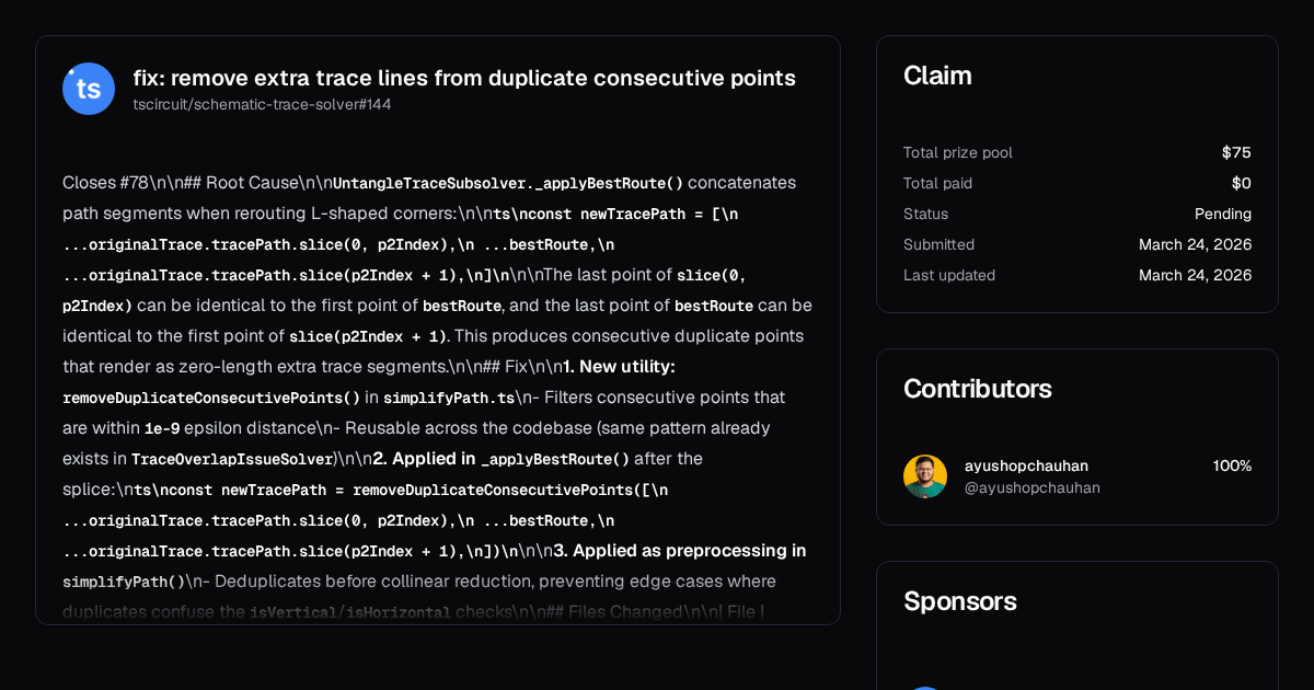 fix: remove extra trace lines from duplicate consecutive points | Algora