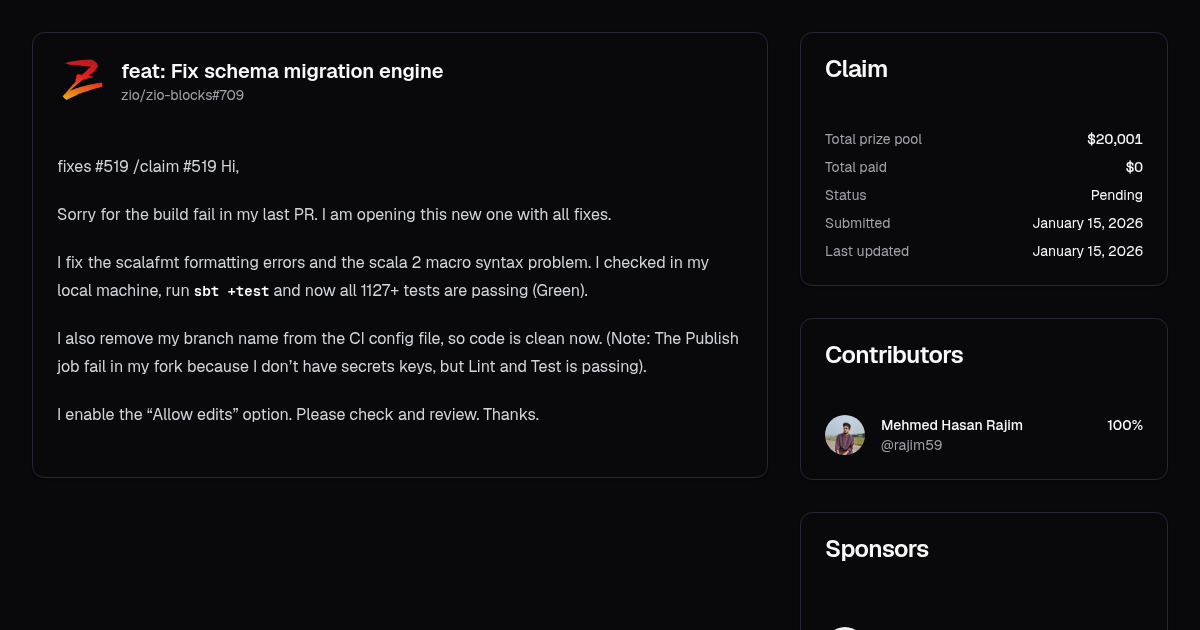 feat: Fix schema migration engine | Algora