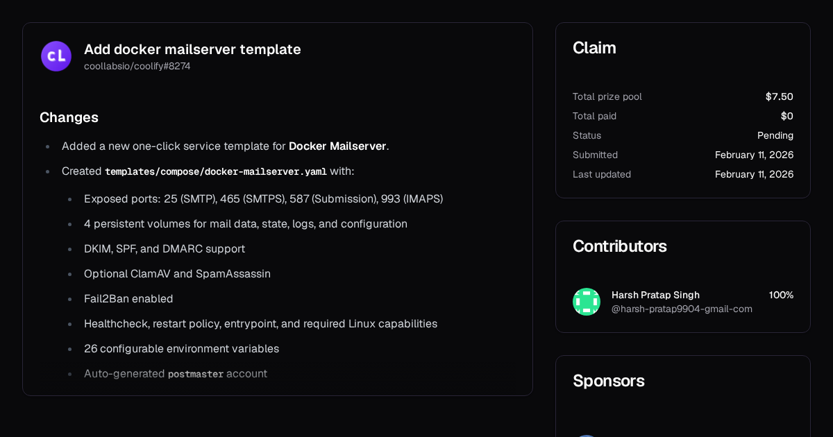 Add docker mailserver template | Algora