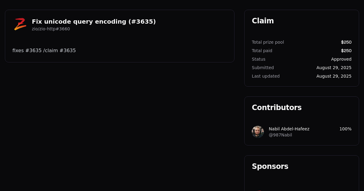 Fix unicode query encoding (#3635) | Algora