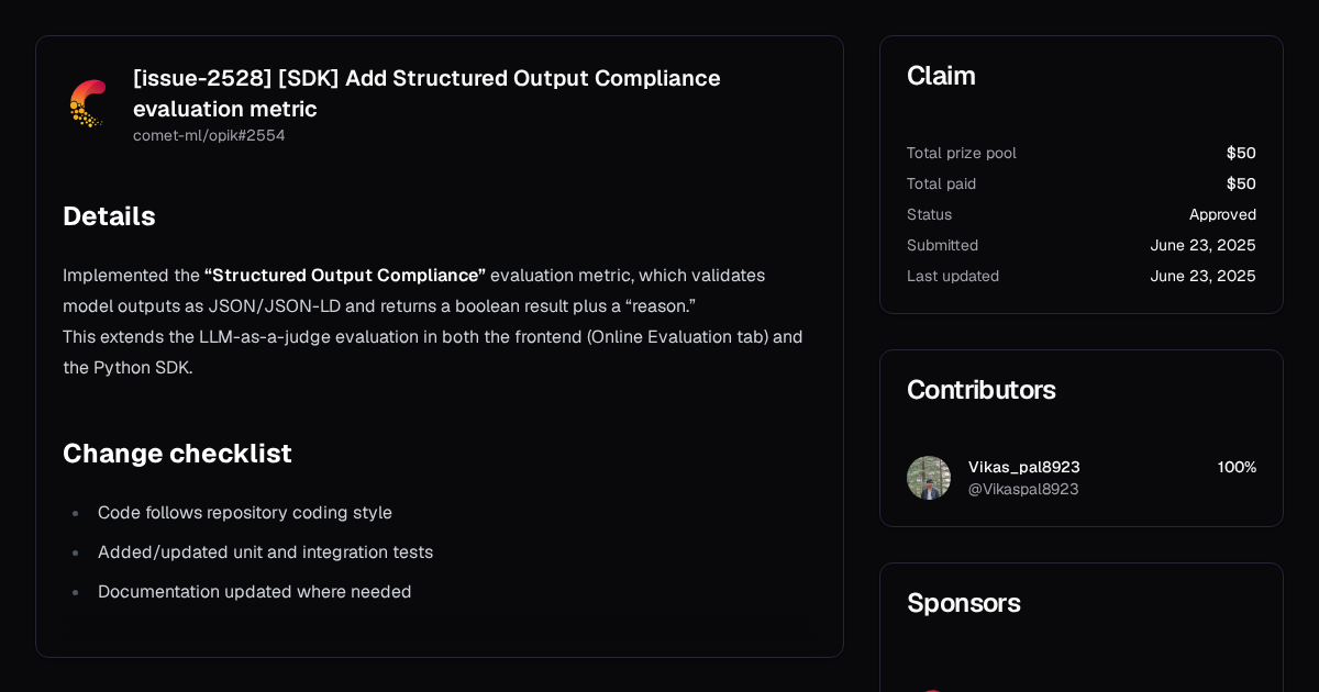 [issue-2528] [SDK] Add Structured Output Compliance evaluation metric ...