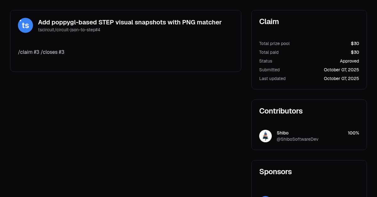 Add poppygl-based STEP visual snapshots with PNG matcher | Algora