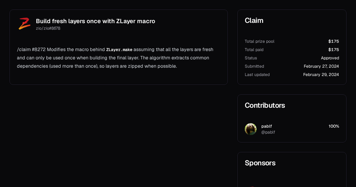 Build fresh layers once with ZLayer macro | Algora