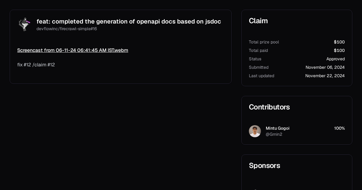 feat: completed the generation of openapi docs based on jsdoc | Algora