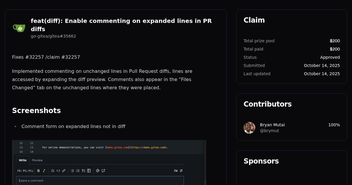 feat(diff): Enable commenting on expanded lines in PR diffs | Algora