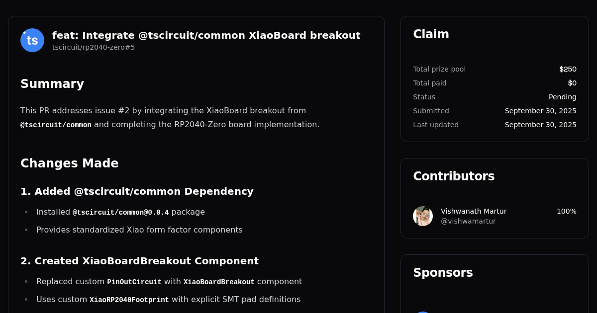 feat: Integrate @tscircuit/common XiaoBoard breakout | Algora