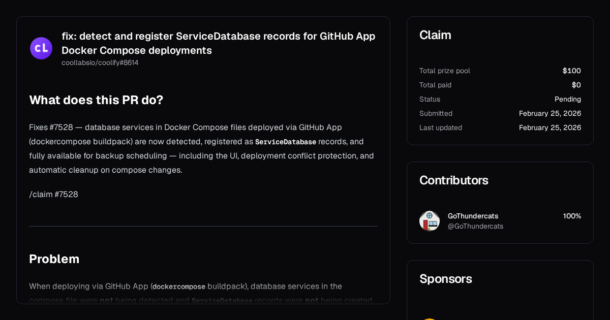 fix: detect and register ServiceDatabase records for GitHub App Docker ...